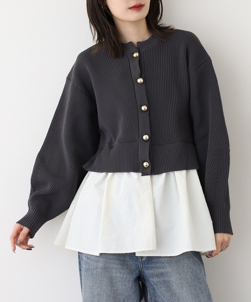 「atONE」 ニットカーディガン F ダークオレンジ レディース_画像6