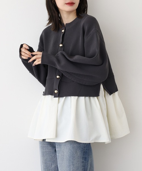 「atONE」 ニットカーディガン F ダークオレンジ レディース_画像7