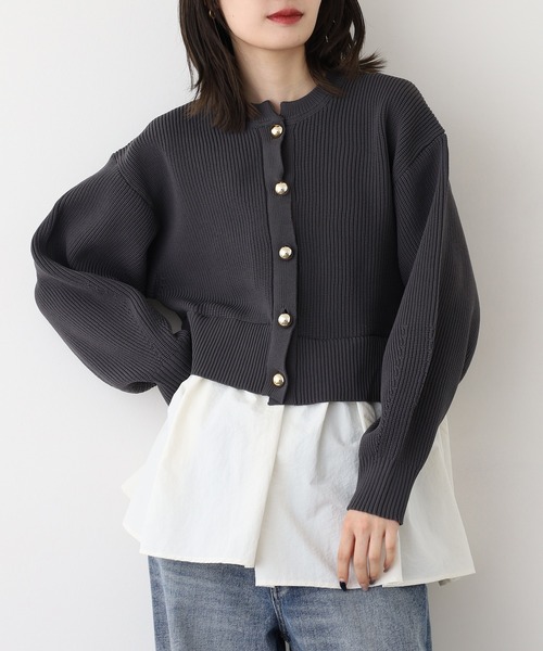 「atONE」 ニットカーディガン F ダークオレンジ レディース_画像8