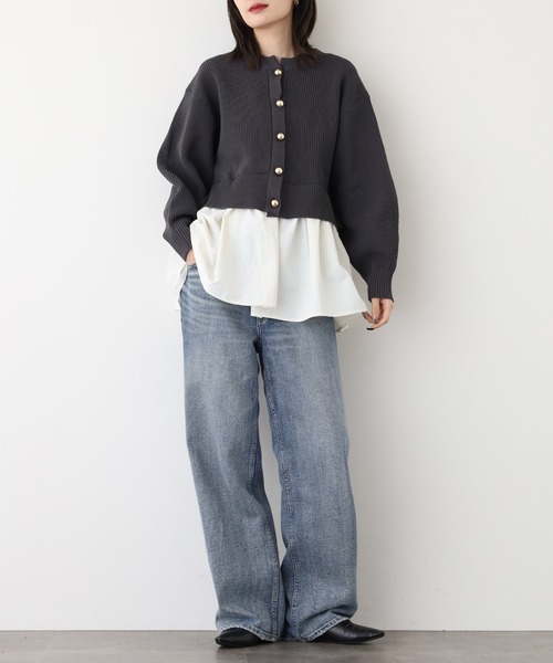 「atONE」 ニットカーディガン F ダークオレンジ レディース_画像9