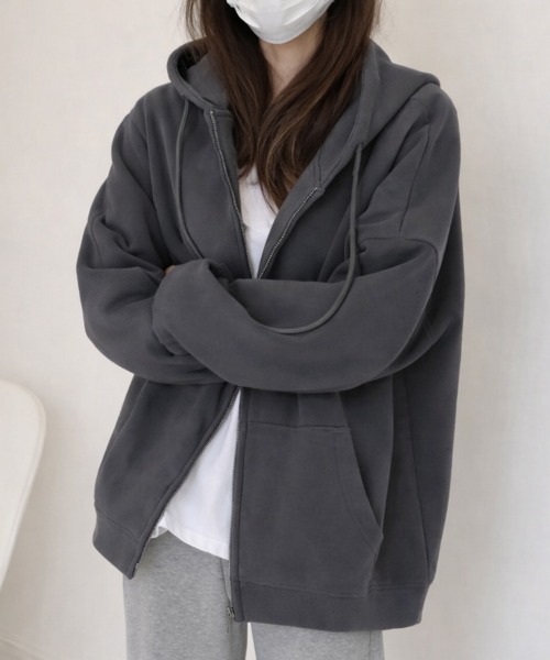 「cammie」 ジップアップパーカー M グレー レディース_画像6