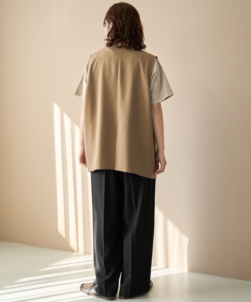 coen（コーエン） ワイドパンツ スラックス パンツ リネンタッチ