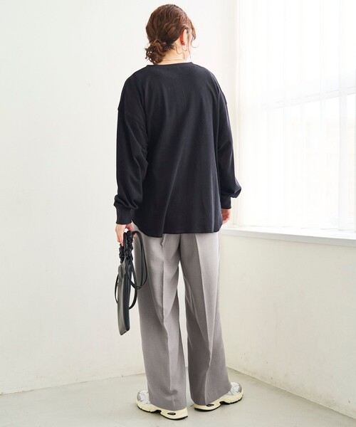 coen（コーエン） ワイドパンツ スラックス パンツ リネンタッチ