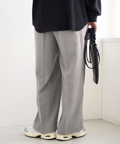 coen（コーエン） ワイドパンツ スラックス パンツ リネンタッチ
