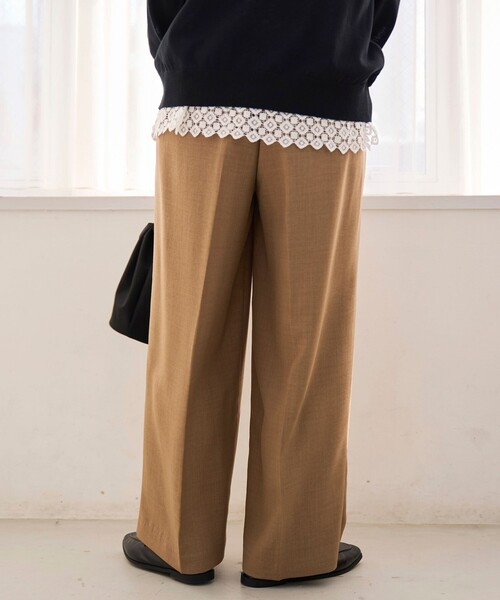 coen（コーエン） ワイドパンツ スラックス パンツ リネンタッチ