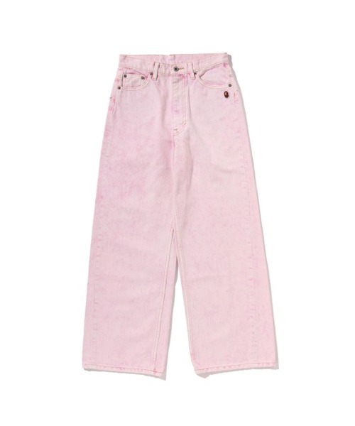 ジーンズ デニム デニムパンツ CRYSTAL STONE BAPE STA LOGO BAGGY DENIM PANTS レディースの画像