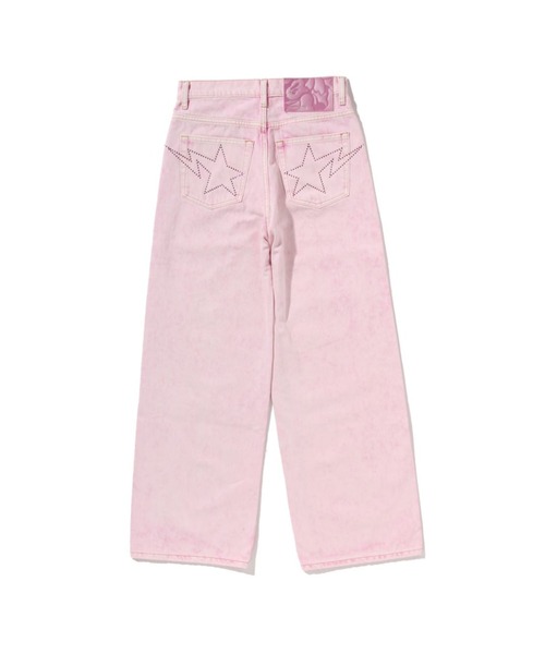 ジーンズ デニム デニムパンツ CRYSTAL STONE BAPE STA LOGO BAGGY DENIM PANTS レディースの画像