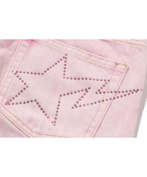 ジーンズ デニム デニムパンツ CRYSTAL STONE BAPE STA LOGO BAGGY DENIM PANTS レディースの画像