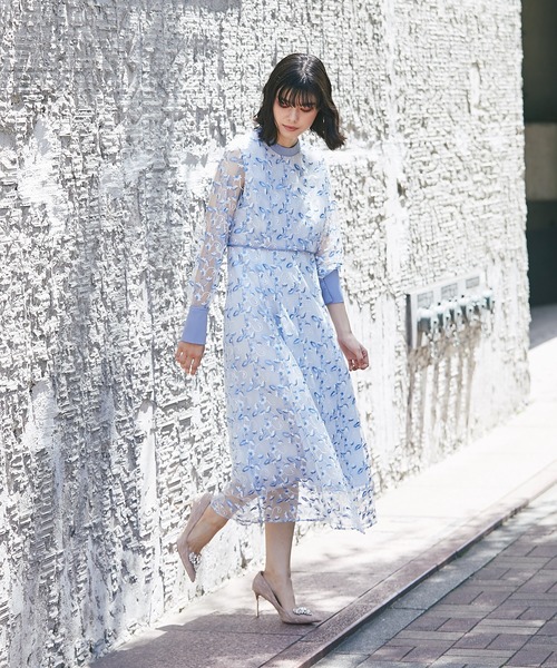 「SMILE ORCHID」 長袖ワンピース M ブルー レディース_画像5