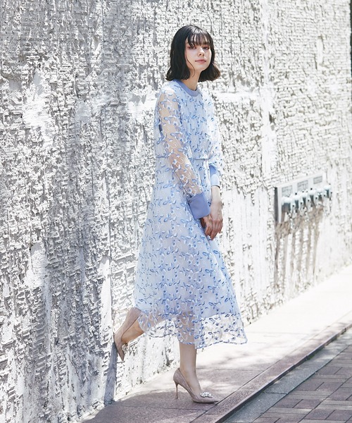 「SMILE ORCHID」 長袖ワンピース M ブルー レディース_画像6
