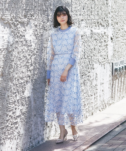 「SMILE ORCHID」 長袖ワンピース M ブルー レディース_画像7