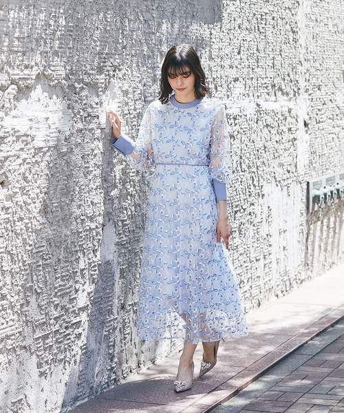 「SMILE ORCHID」 長袖ワンピース M ブルー レディース_画像8