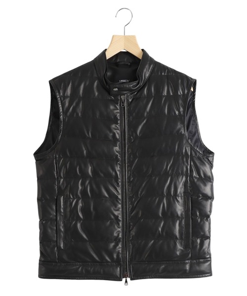 ベスト ジレ EMMETI / エンメティ：別注 JURI DOWN VEST SP LEATHER：ONLYARK-1-2511「MUS」 メンズの画像