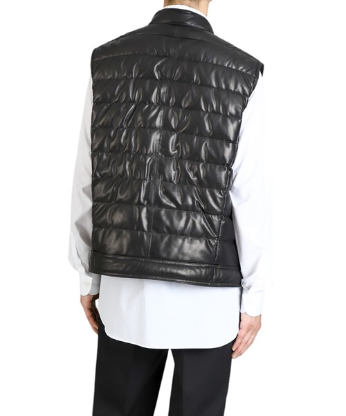 ベスト ジレ EMMETI / エンメティ：別注 JURI DOWN VEST SP LEATHER：ONLYARK-1-2511「MUS」 メンズの画像