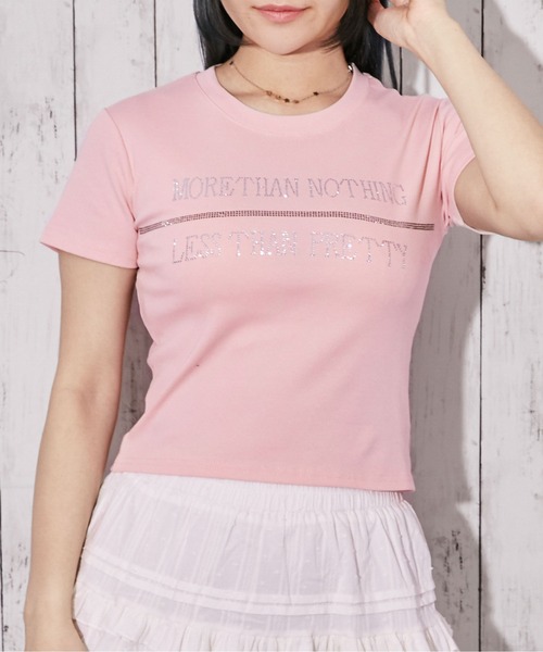 tシャツ 半袖 「ラインストーン・ロゴ」Tシャツ／ストリート×Y2K／春