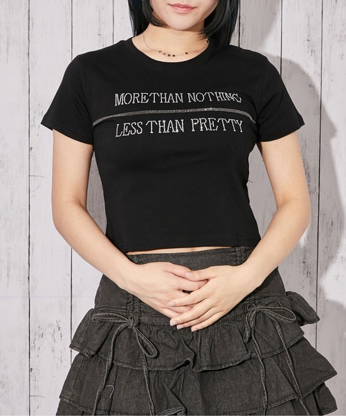 tシャツ 半袖 「ラインストーン・ロゴ」Tシャツ／ストリート×Y2K／春