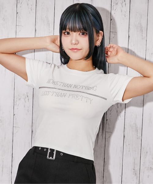 tシャツ 半袖 「ラインストーン・ロゴ」Tシャツ／ストリート×Y2K／春