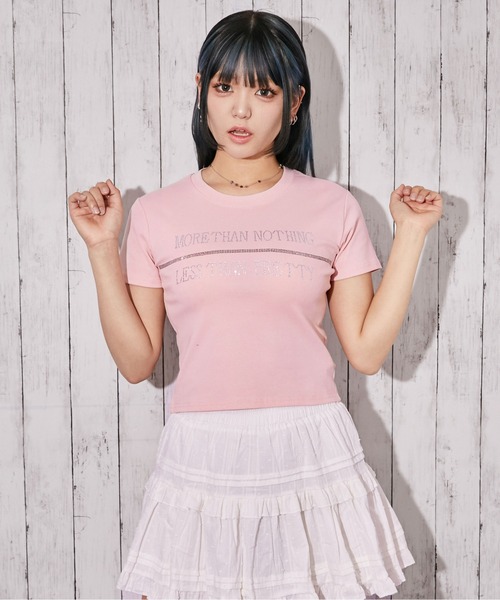 tシャツ 半袖 「ラインストーン・ロゴ」Tシャツ／ストリート×Y2K／春