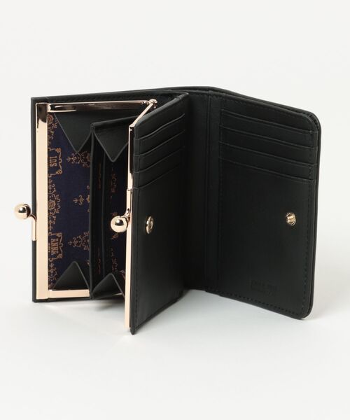 未使用ANNA SUIアナスイ　レザー二つ折り財布　ブラック　黒 ANNA SUI（アナスイ） 二つ折り財布 がま口 本革 レディース チェイス 小物
