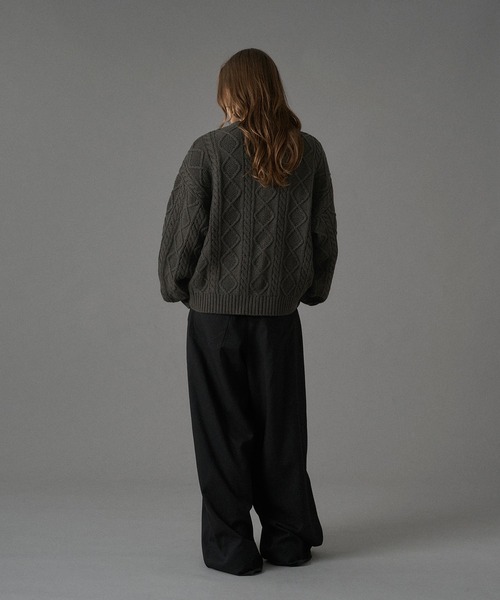 「ONCILY」 ニットカーディガン LARGE チャコールグレー メンズ_画像4
