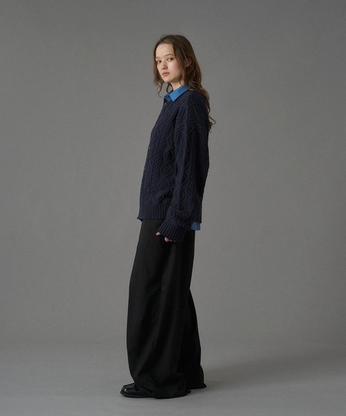 「ONCILY」 ニットカーディガン LARGE チャコールグレー メンズ_画像7