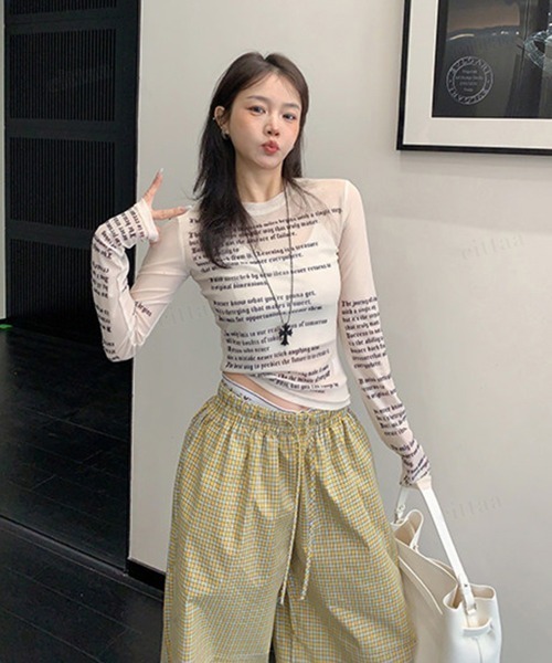 Dalfwin（ダールフィン） tシャツ 韓国ファッション Y2k英字プリント