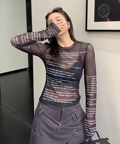 Dalfwin（ダールフィン） tシャツ 韓国ファッション Y2k英字プリント