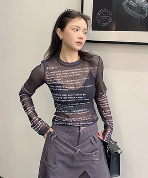 Dalfwin（ダールフィン） tシャツ 韓国ファッション Y2k英字プリント