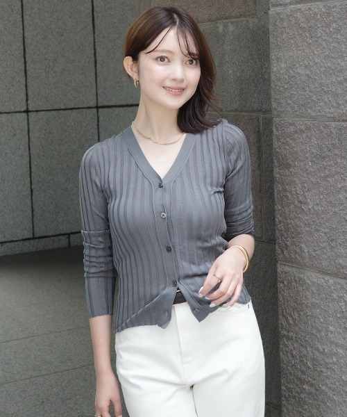 anuans（アニュアンス） tシャツ Vネックシルクカーディガン