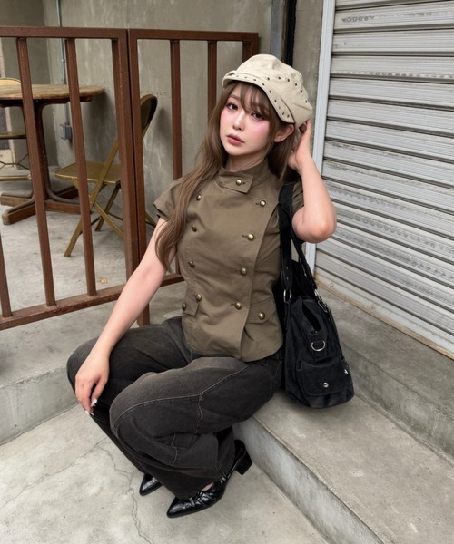 Ray Cassin（レイカズン） ブラウス シャツ 半袖 ナポレオン