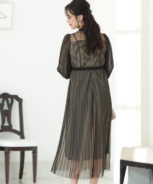 「PourVous」 半袖ワンピース M ダークラベンダー レディース_画像4