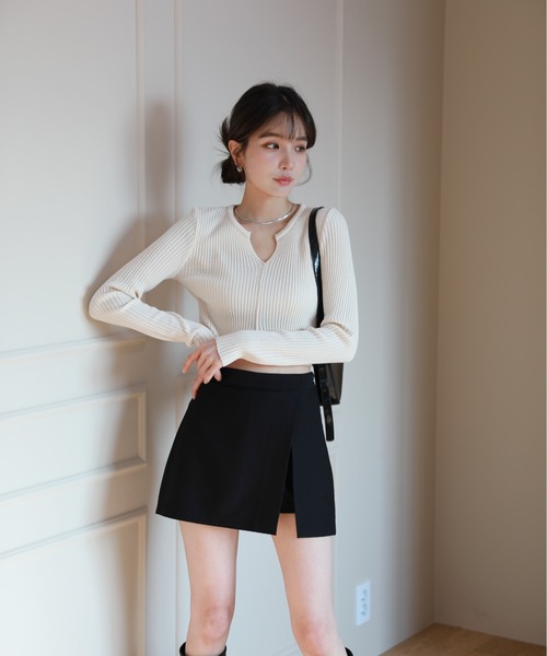 by muni:r スカート 斜めスリットミニスカートパンツ : ZOZOTOWN Yahoo