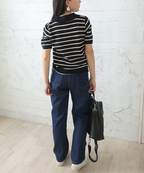 ニット セーター BORDER ニットポロシャツ レディース ニット セーター ボーダーポロシャツ レディース : ZOZOTOWN
