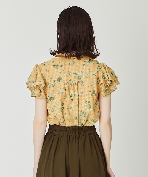 axes femme（アクシーズ ファム） シャツ ブラウス 向日葵柄シアー 