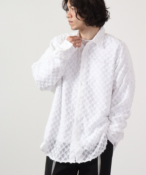 AMERI ジャガード シースルー 長袖シャツ