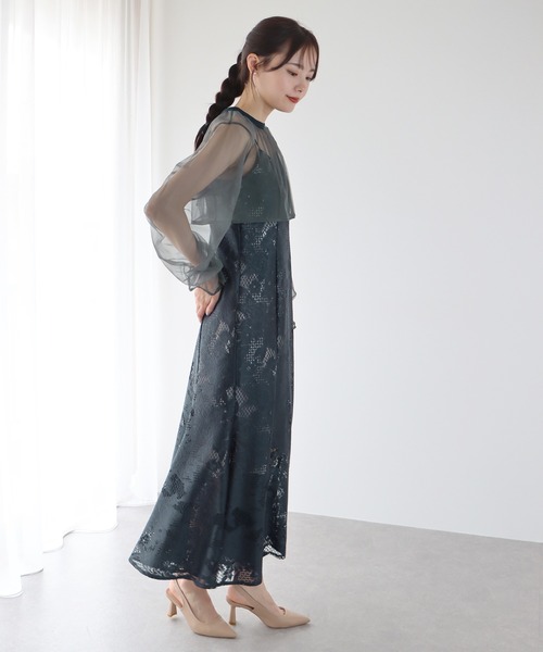 ドレス ボレロxレースマーメイドパーティードレス レジャ Leja リボン