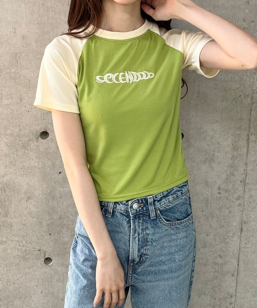 GLAMOROUS JANE（グラマラスジェーン） tシャツ ラグラン配色ロゴ刺繍