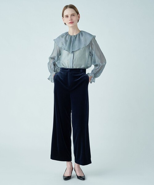 【Ballsey】グリッタープリント ラッフルカラーブラウス item8208fc88577611ee8c180242ac