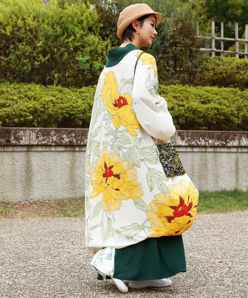 新品 2026春夏新作 カヤ 花墨長羽織 山吹 イエロー 和風カーディガン