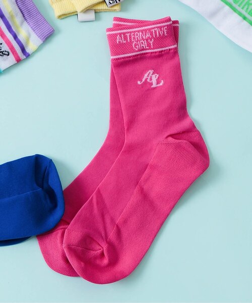 algy（アルジー） 靴下 足口ロゴカラフルシースルーソックス キッズ