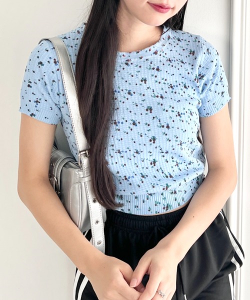 tシャツ flower waffleトップス レディース SOLLON. tシャツ フラワーワッフルトップス レディース