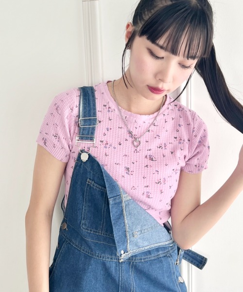 tシャツ flower waffleトップス レディース SOLLON. tシャツ フラワーワッフルトップス レディース