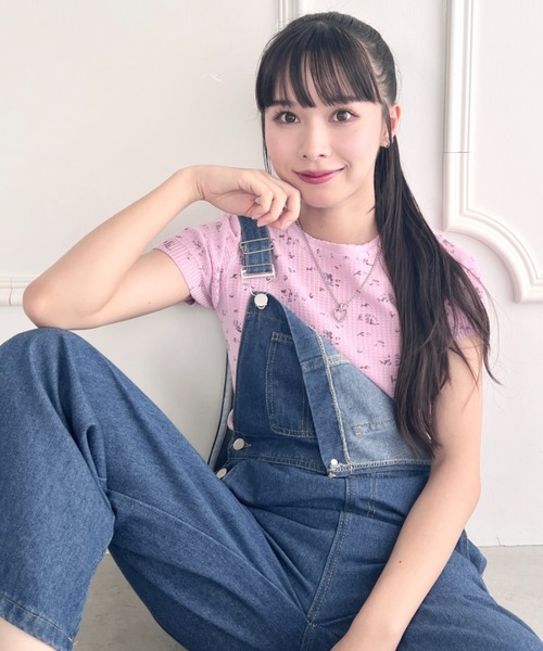 tシャツ flower waffleトップス レディース SOLLON. tシャツ フラワーワッフルトップス レディース