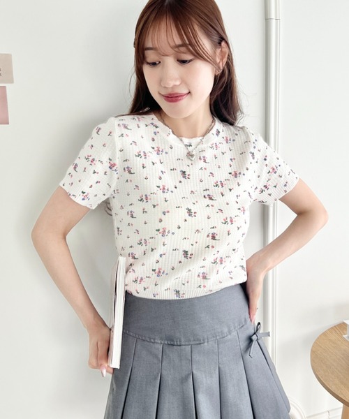 tシャツ flower waffleトップス レディース SOLLON. tシャツ フラワーワッフルトップス レディース