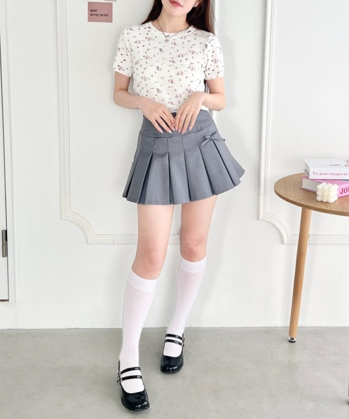 SOLLON. tシャツ フラワーワッフルトップス レディース