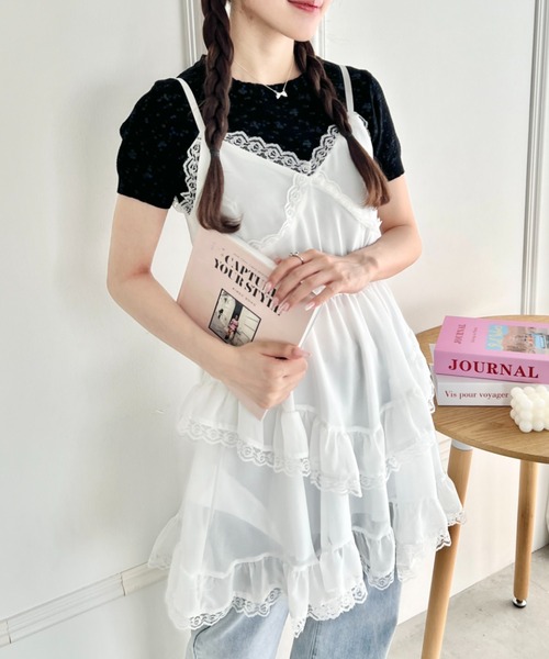 tシャツ flower waffleトップス レディース SOLLON. tシャツ フラワーワッフルトップス レディース