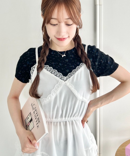 tシャツ flower waffleトップス レディース SOLLON. tシャツ フラワーワッフルトップス レディース