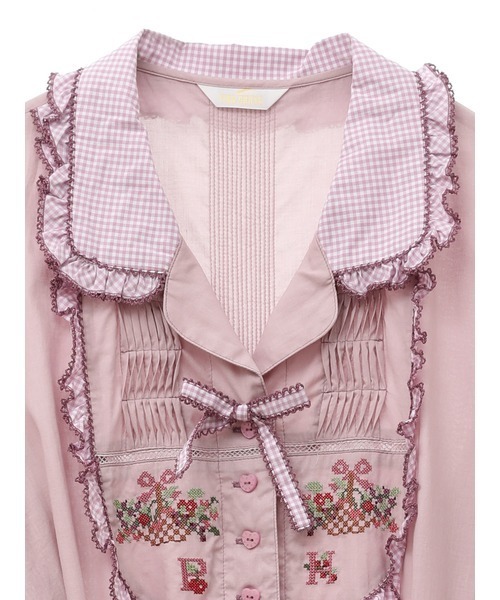 PINK HOUSE ワンピース クロスステッチ刺繍使いワンピース
