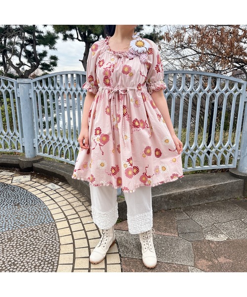 PINK HOUSE チュニック ひな菊コサージュプリントチュニック