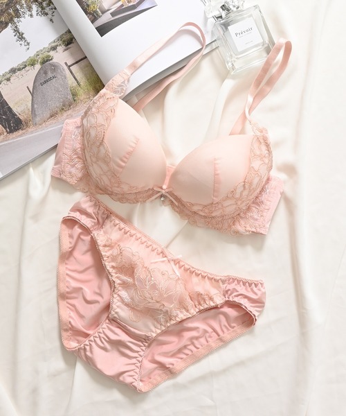 Honeys（ハニーズ） ブラジャー ショーツセット 花刺繍チュールブラ